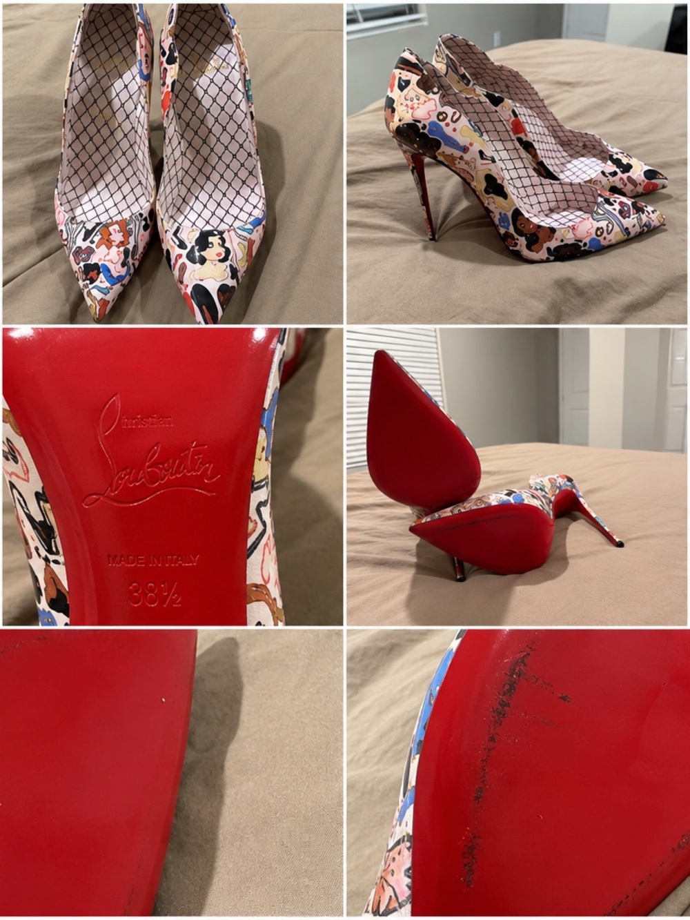 Christian Louboutin Multicolor Printed Pointed-Toe Pumps with Red Sole